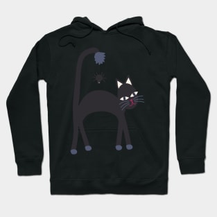 Charcoal black cat and friendly spider Hoodie